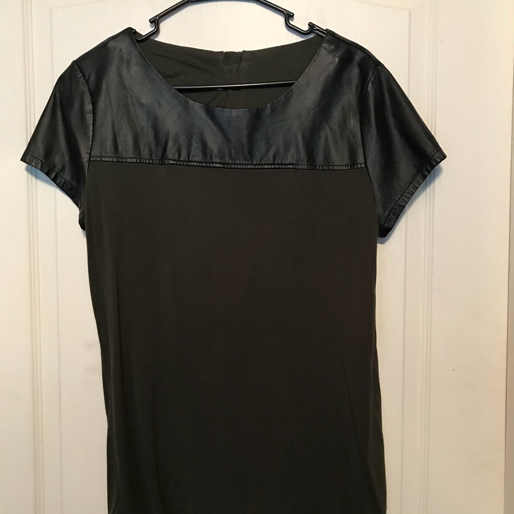 Faux Leather and Green Top